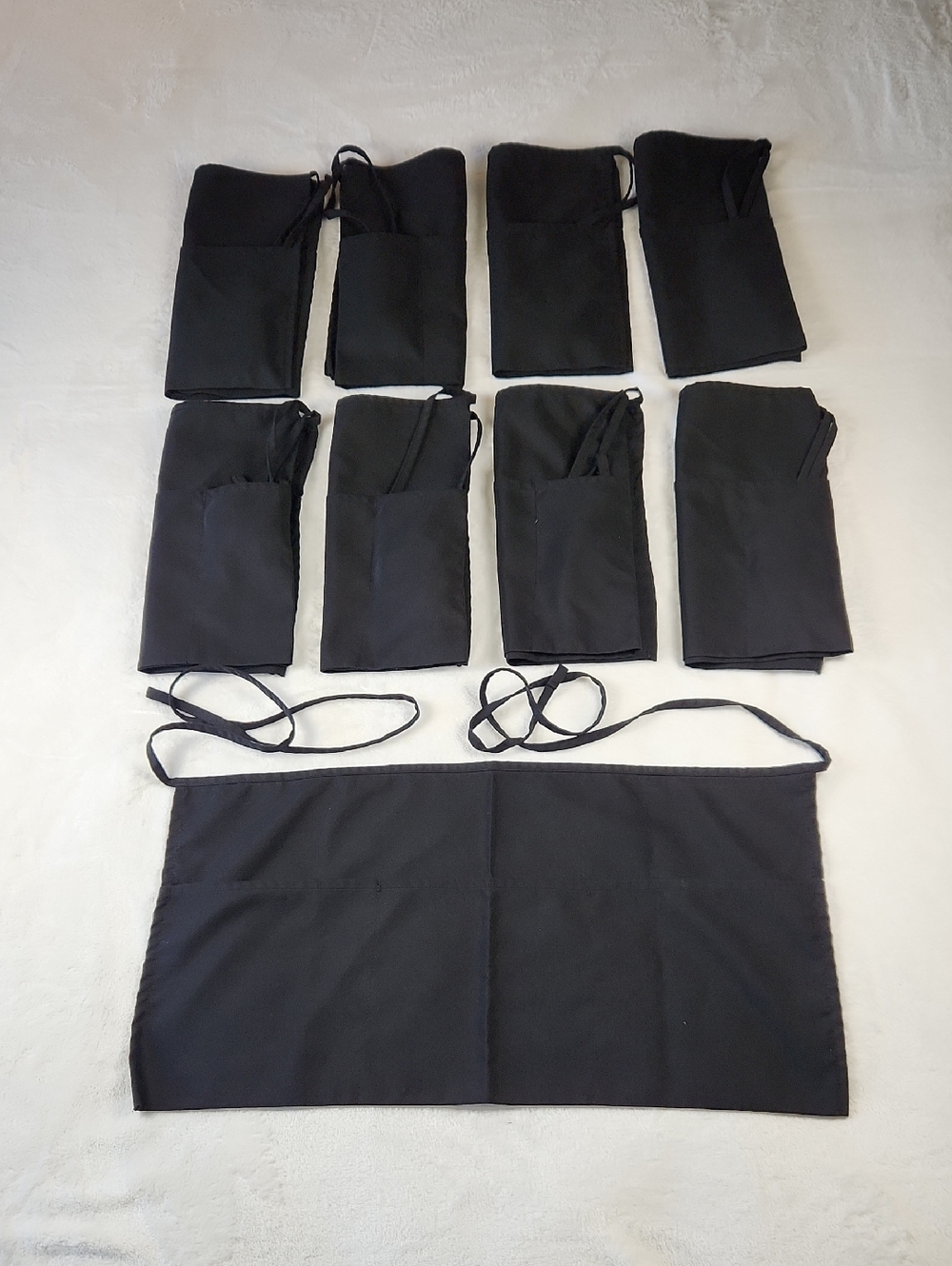 9 Server Aprons with 3 Pockets Black 12 x 23.5 inches